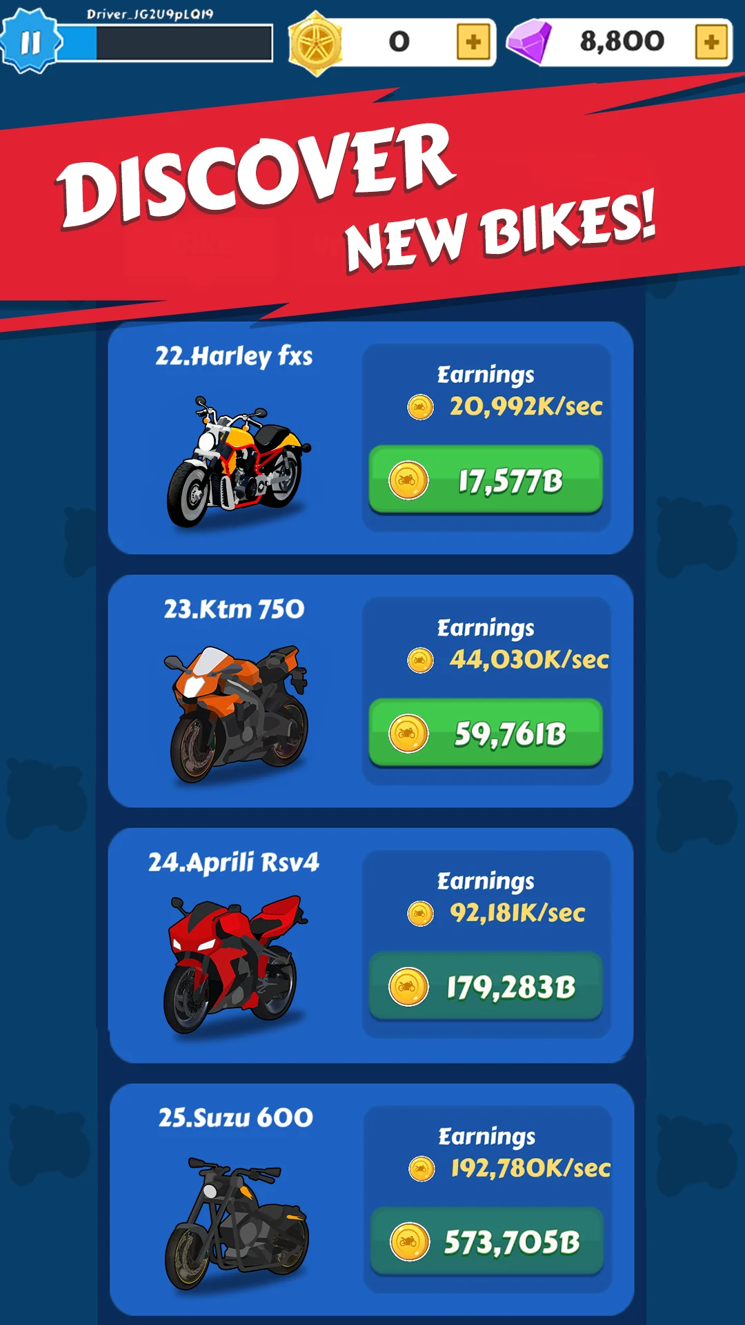 Merge Bike game Idle Tycoon screenshot